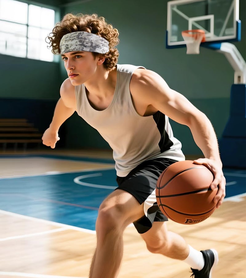 SRLLBBY 4 PCS Double-Layer Workout Headbands, Stretchy Sports Sweatband for Men and Womem, Sweat Wicking Hairbands for Running - Image 3